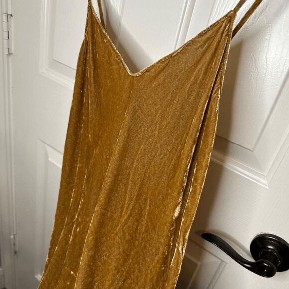 Reformation Gold Velvet Silk Sleeveless Larson Slip Dress Sz L Whimsygoth Formal - Picture 3 of 8